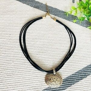 Multi Strand Golden Tone Medallion Napier Necklace